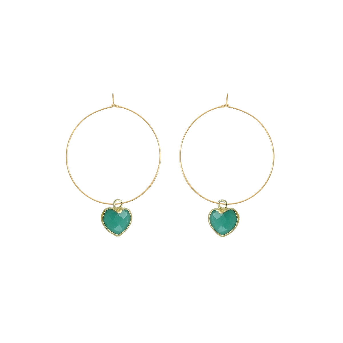 Gemstone Heart Hoop Earrings - 6 color options