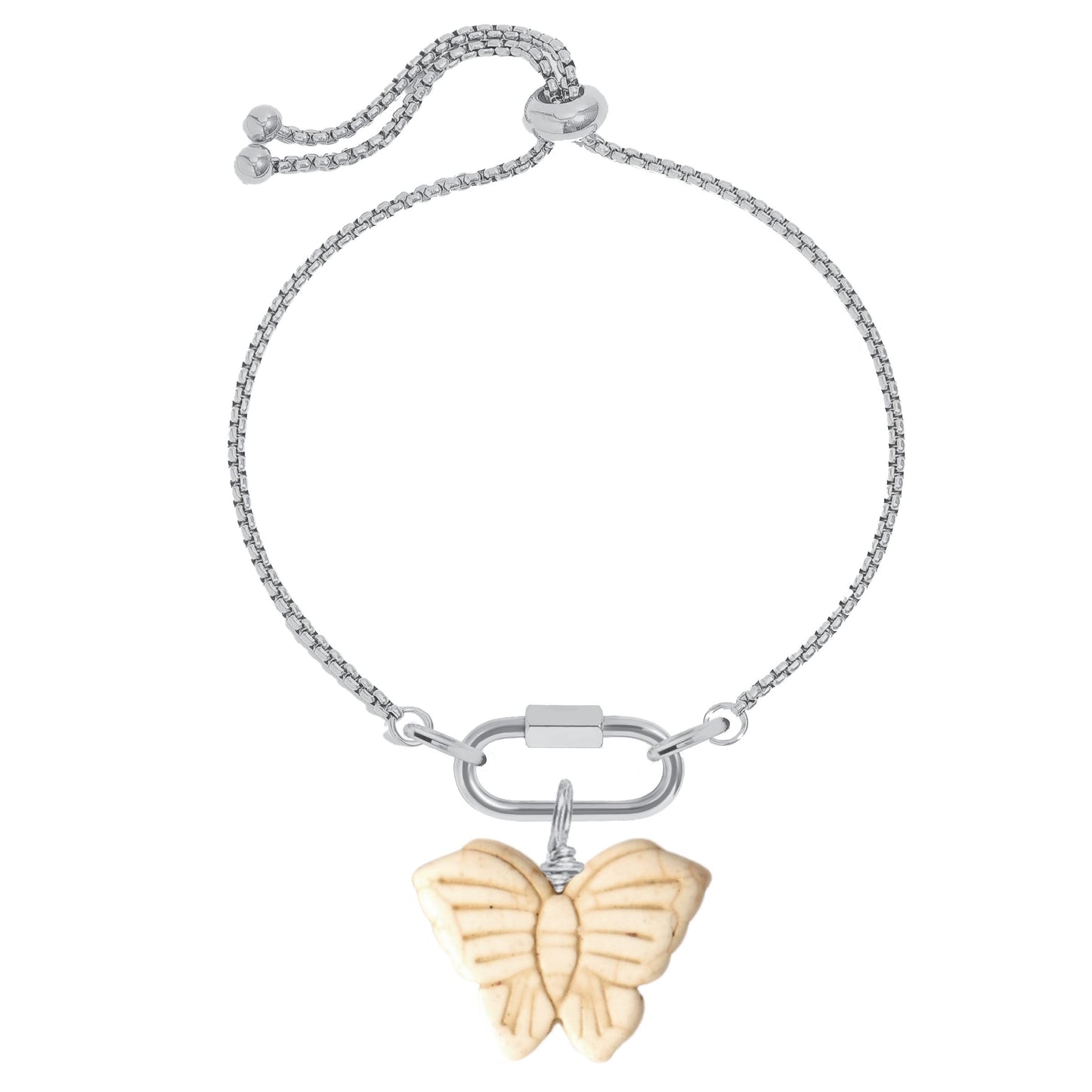 Ivory Cracked Turquoise Butterfly Charm Bracelet Robyn Canady Silver