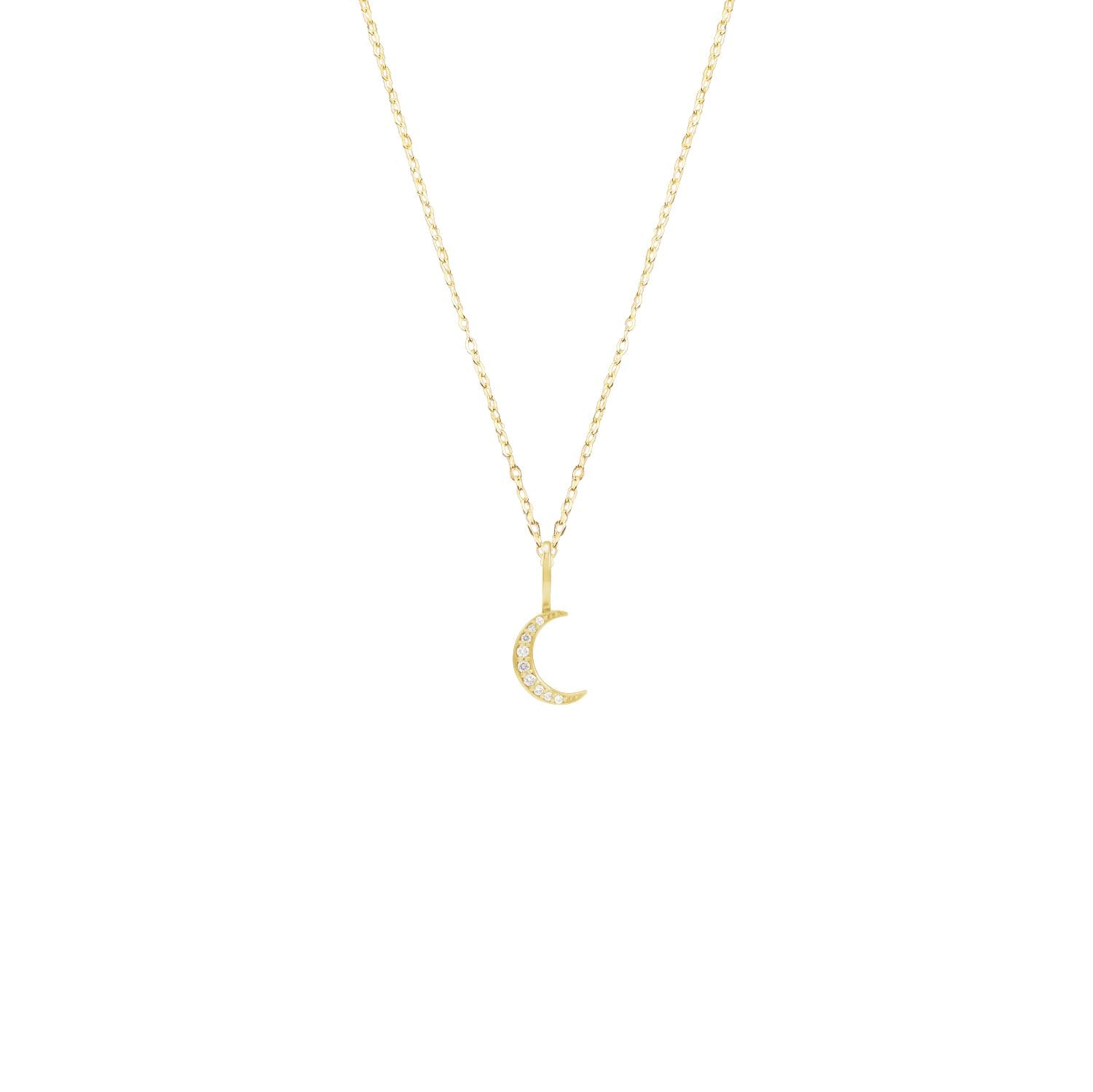 14K Solid Gold Crescent Moon with Diamonds Necklace Robyn Canady 14K Gold Filled