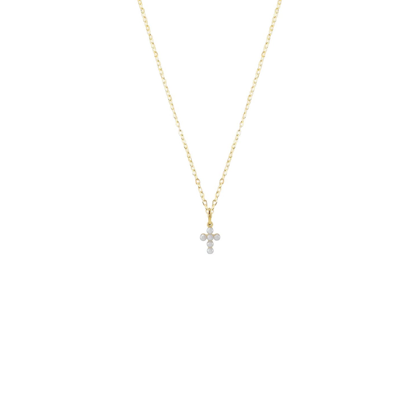 14K Solid Gold Pearl Cross Necklace Necklace Robyn Canady