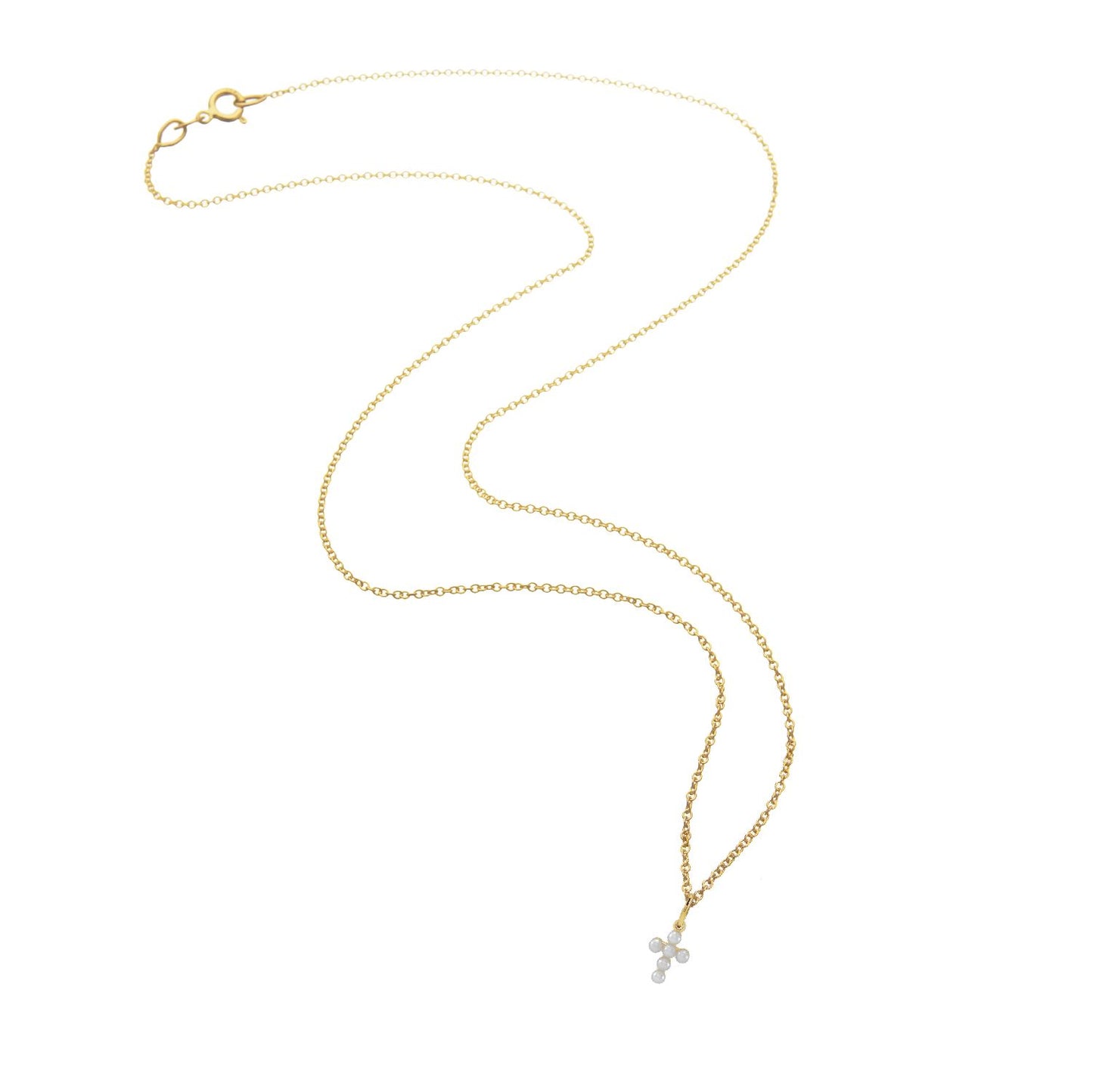 14K Solid Gold Pearl Cross Necklace Necklace Robyn Canady