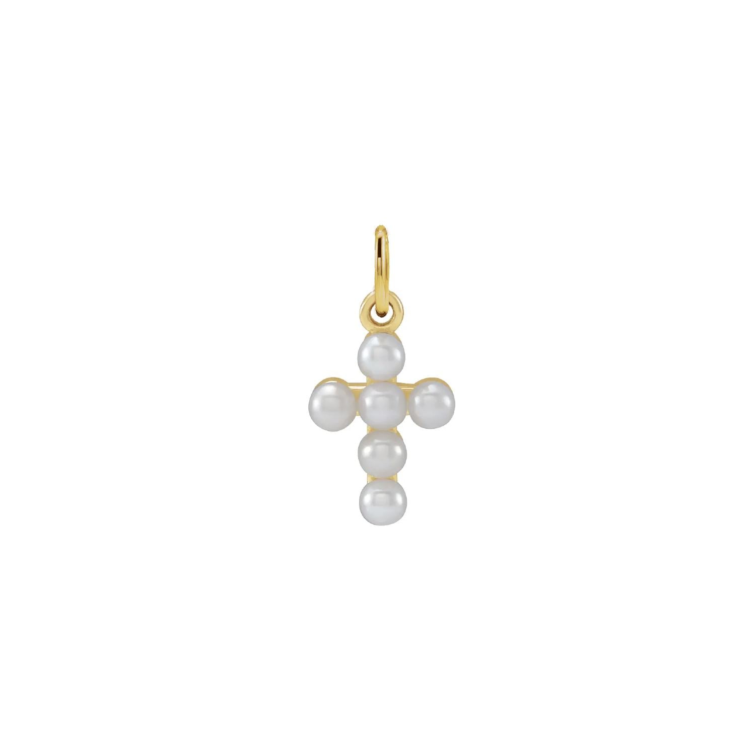 Add a Charm - 14K Solid Gold Pearl Cross Charm Robyn Canady
