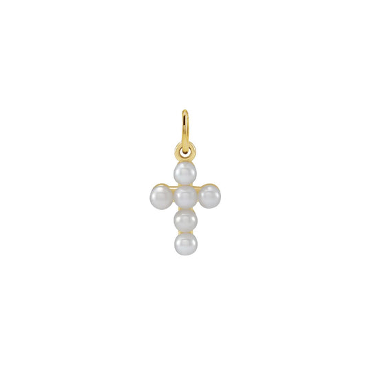 Add a Charm - 14K Solid Gold Pearl Cross Charm Robyn Canady