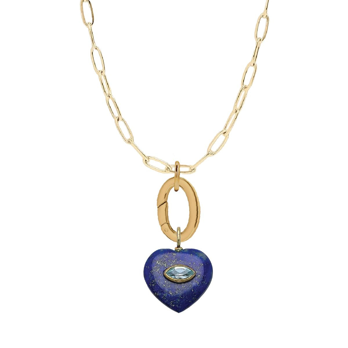 5 Fall Colors -LoveSpell Gemstone Necklace with Charm Keeper Necklace Robyn Canady Lapis + Blue Topaz
