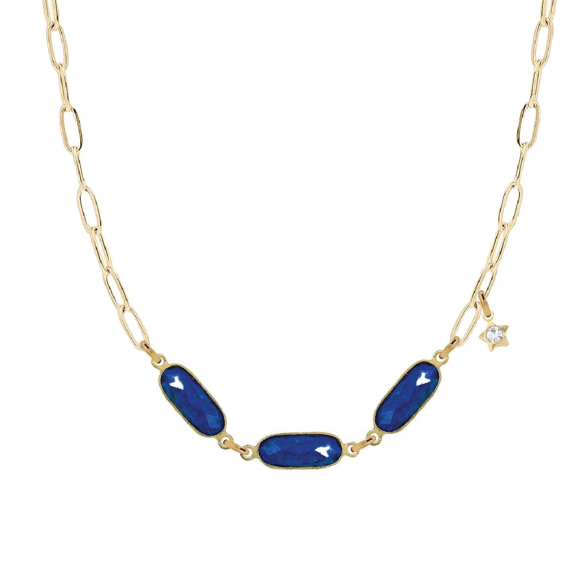 Gemstone Triple Link Necklace - Choice of 7 Gemstones Robyn Canady Lapis