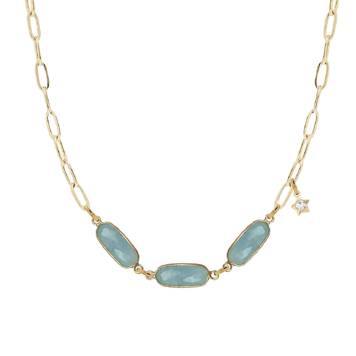 Gemstone Triple Link Necklace - Choice of 7 Gemstones Robyn Canady Aquamarine