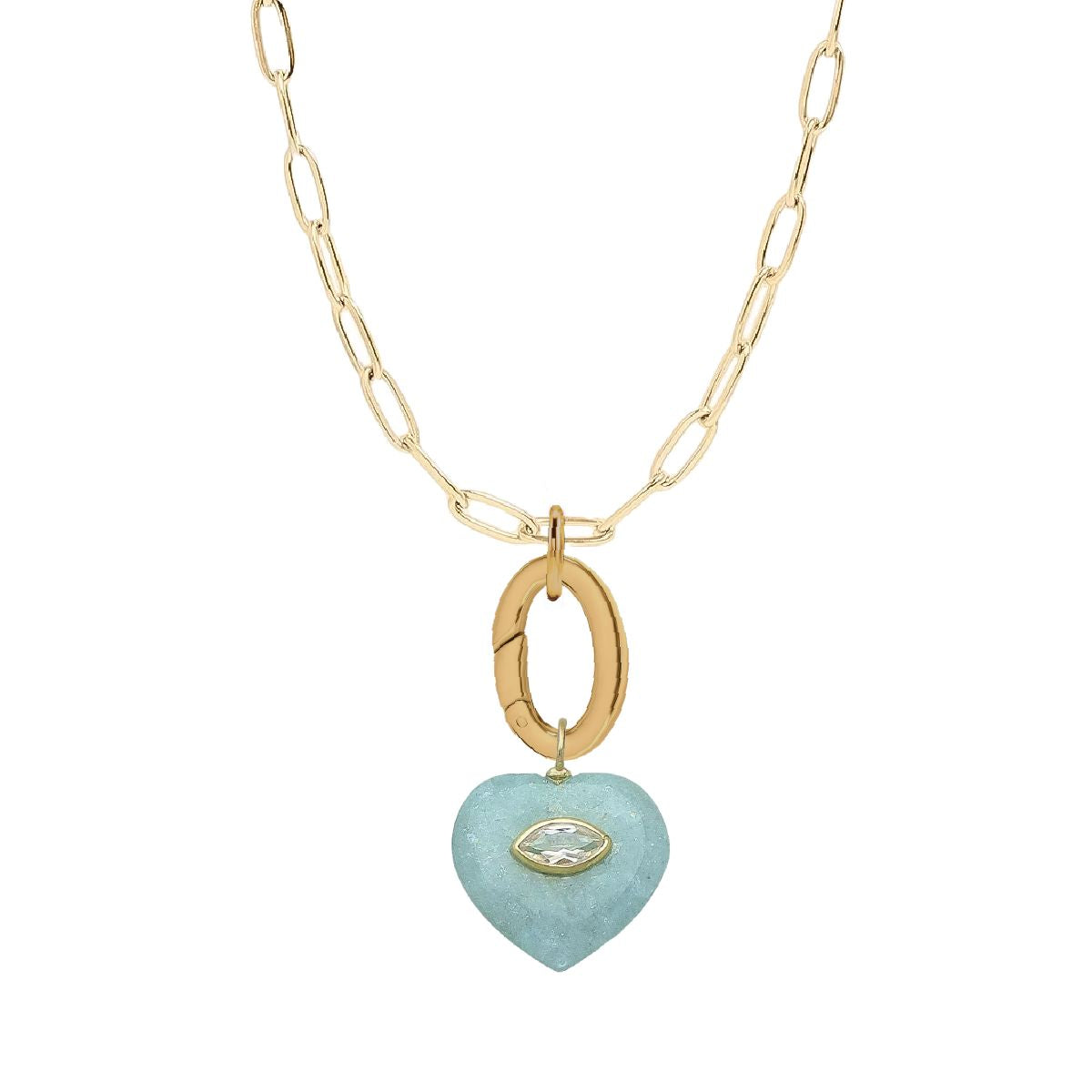 5 Fall Colors -LoveSpell Gemstone Necklace with Charm Keeper Necklace Robyn Canady Aquamarine + White Topaz