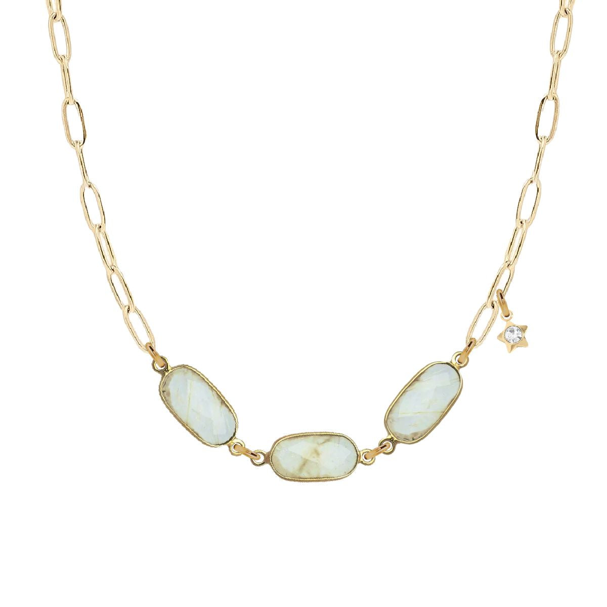 Gemstone Triple Link Necklace - Choice of 7 Gemstones Robyn Canady Rutilated Quartz