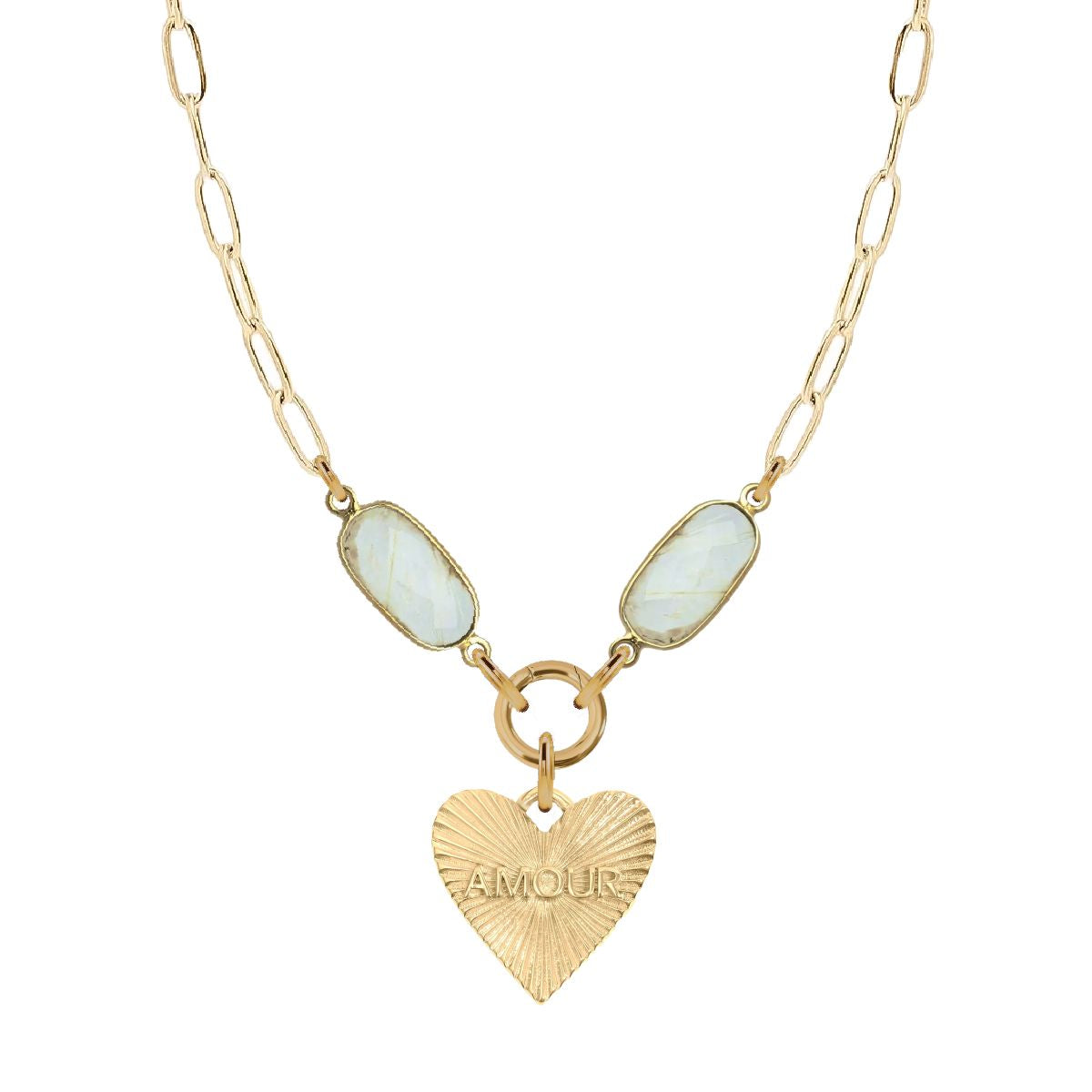 7 Fall Colors - Gemstone Link Amore Heart Necklace Bracelet Robyn Canady Rutilated Quartz