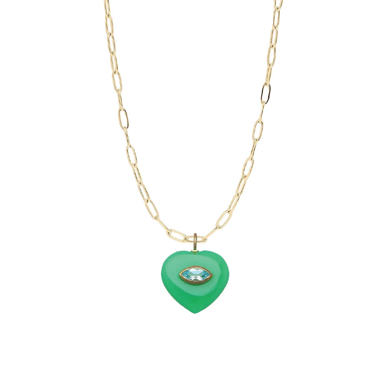 5 Fall Colors - LoveSpell Heart Gemstone Necklace Necklace Robyn Canady Chrysoprase + Blue Topaz