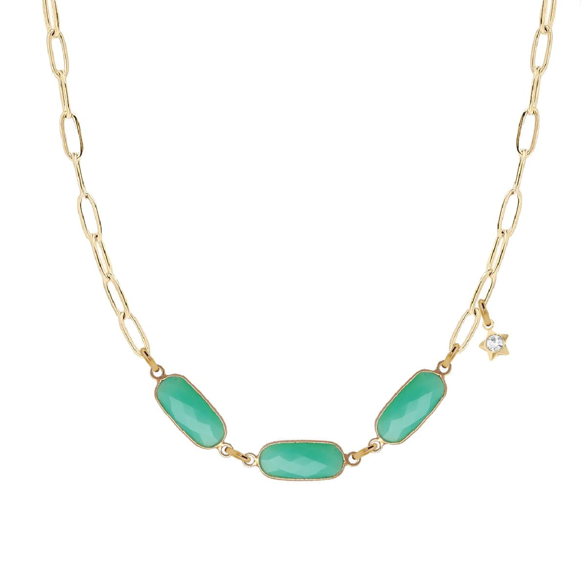 Gemstone Triple Link Necklace - Choice of 7 Gemstones Robyn Canady Chrysoprase