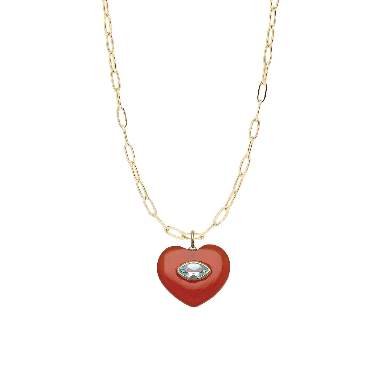 5 Fall Colors - LoveSpell Heart Gemstone Necklace Necklace Robyn Canady Carnelian + Blue Topaz