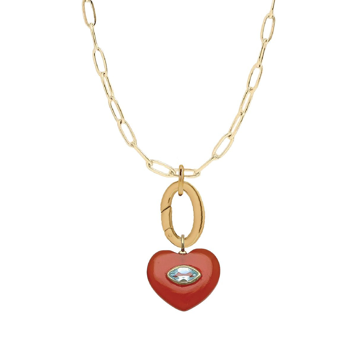 5 Fall Colors -LoveSpell Gemstone Necklace with Charm Keeper Necklace Robyn Canady Carnelian + Blue Topaz