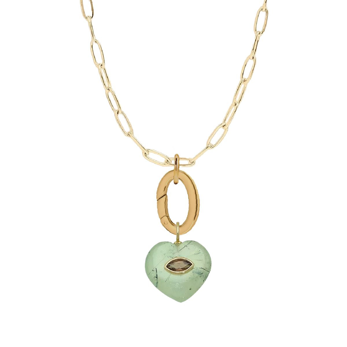 5 Fall Colors -LoveSpell Gemstone Necklace with Charm Keeper Necklace Robyn Canady Prehnite + Smoky Quartz