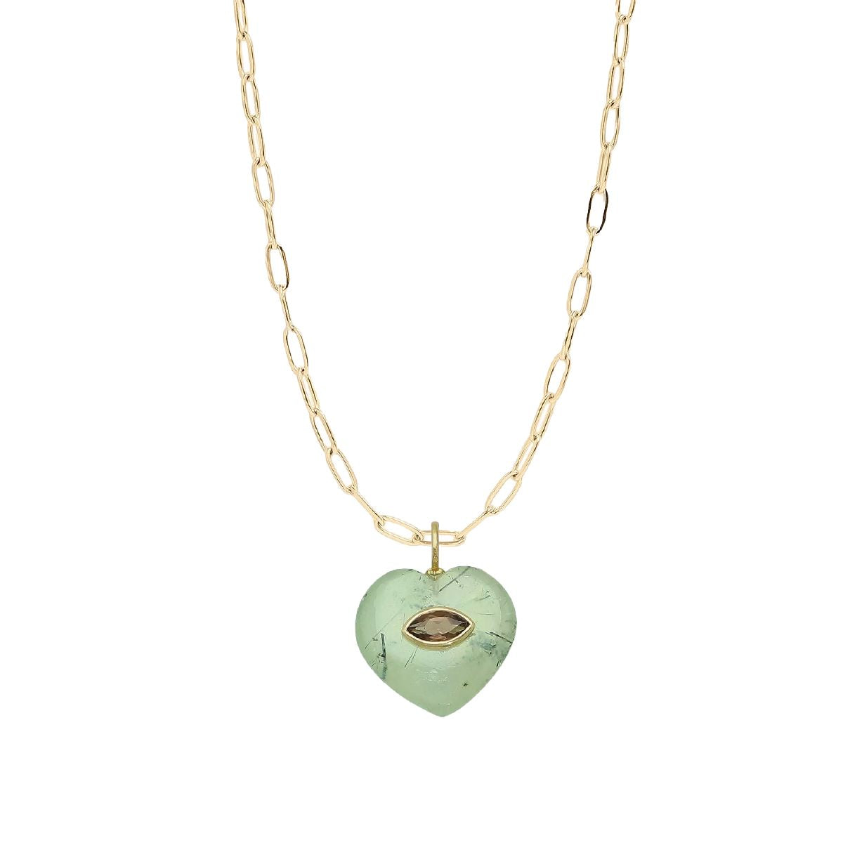 5 Fall Colors - LoveSpell Heart Gemstone Necklace Necklace Robyn Canady Prehnite + Smoky Quartz