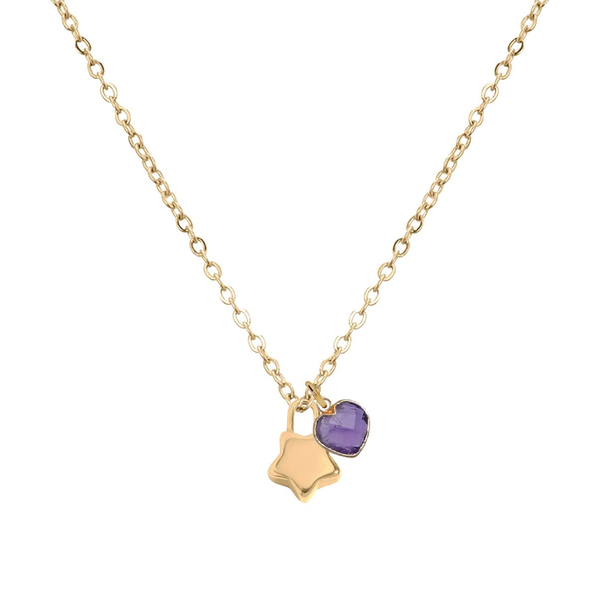 5 Fall Colors - LoveSpell Tiny Star + Heart Necklace Necklace Robyn Canady Amethyst