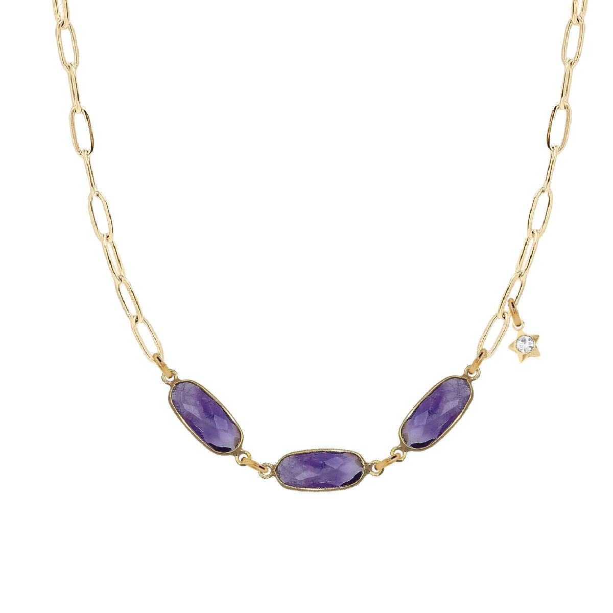 Gemstone Triple Link Necklace - Choice of 7 Gemstones Robyn Canady Amethyst