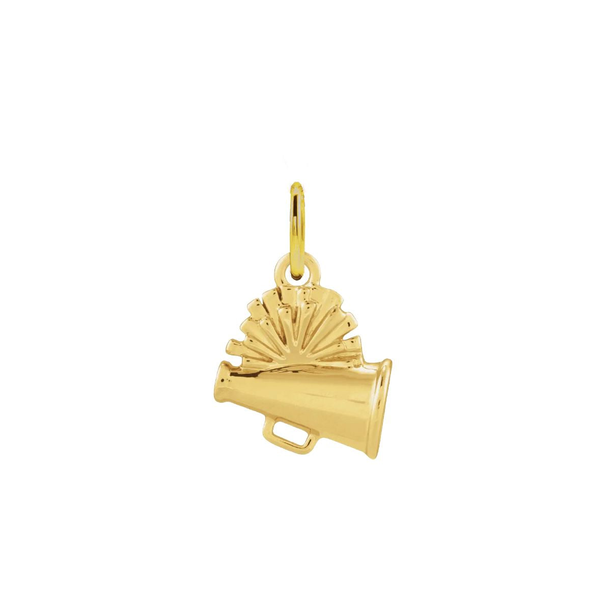 For the Cheerleader - Tiny Megaphone and Pom Charm Necklace - Dainty FIne Jewelry Necklace Robyn Canady 14K Gold No Chain (Pendant Only)