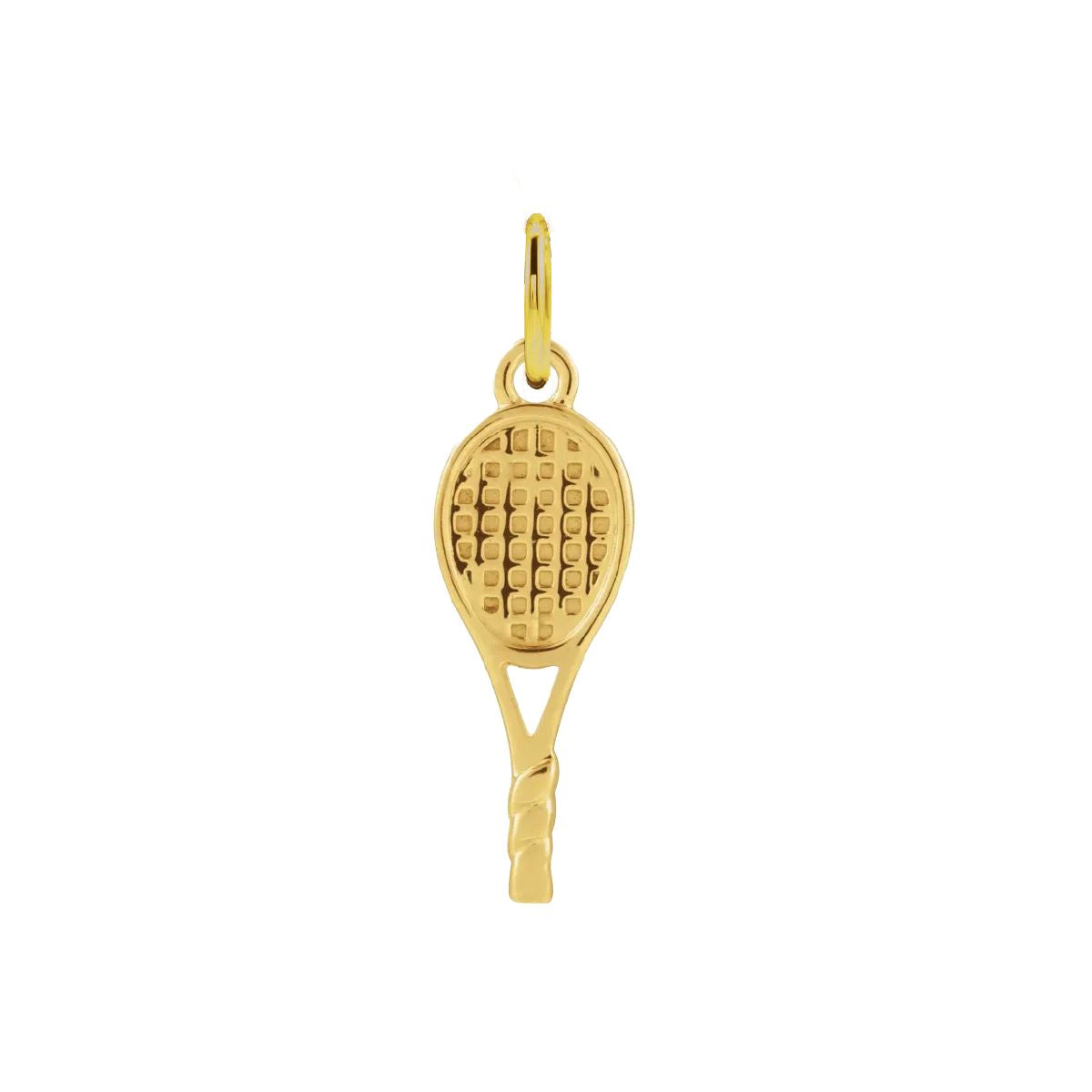 For the Tennis Lover - Tiny Tennis Racket Charm Necklace - Dainty FIne Jewelry Necklace Robyn Canady 14K Gold No Chain (Pendant Only)