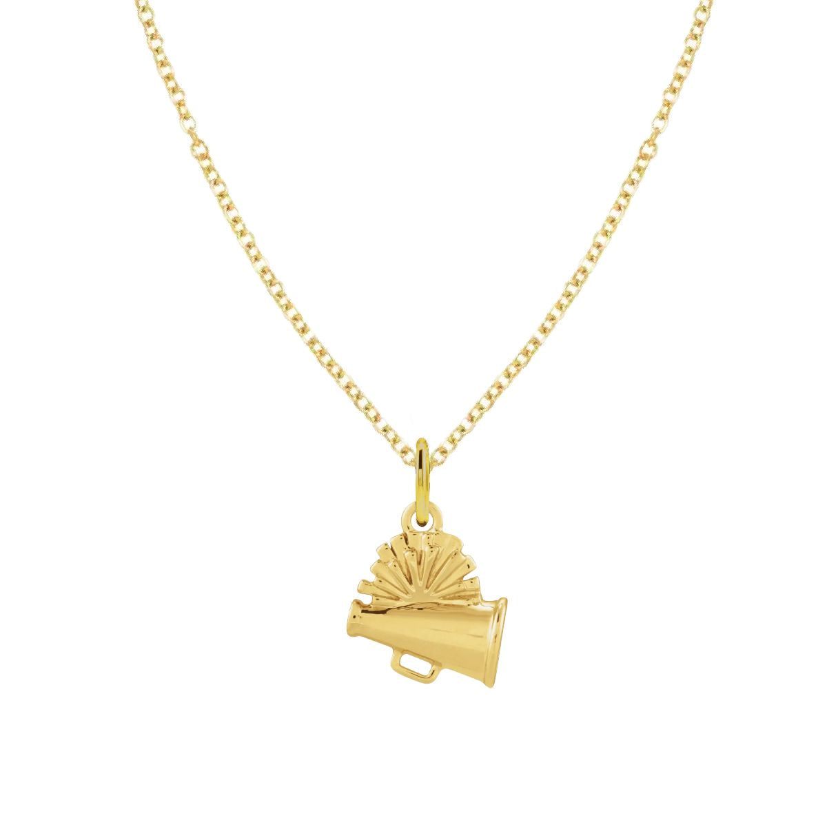 For the Cheerleader - Tiny Megaphone and Pom Charm Necklace - Dainty FIne Jewelry Necklace Robyn Canady 14K Gold 14K Gold Filled