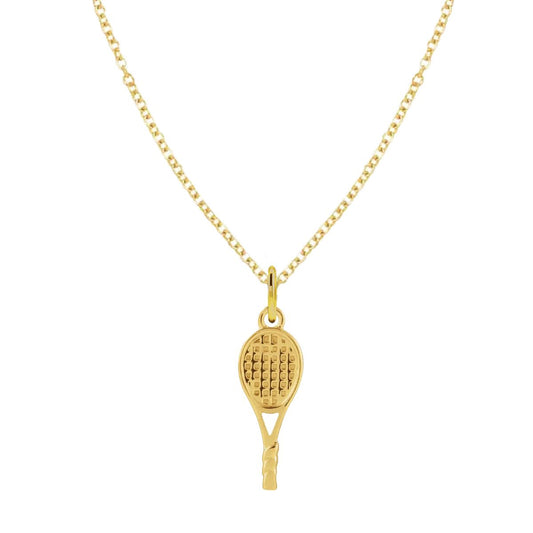 For the Tennis Lover - Tiny Tennis Racket Charm Necklace - Dainty FIne Jewelry Necklace Robyn Canady 14K Gold 14K Gold Filled