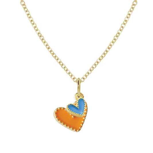 Game Day Necklace - Orange and Blue Hearts in a Signature Gift Box Necklace Robyn Canady