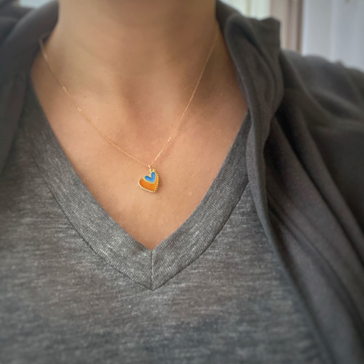Game Day Necklace - Orange and Blue Hearts in a Signature Gift Box Necklace Robyn Canady
