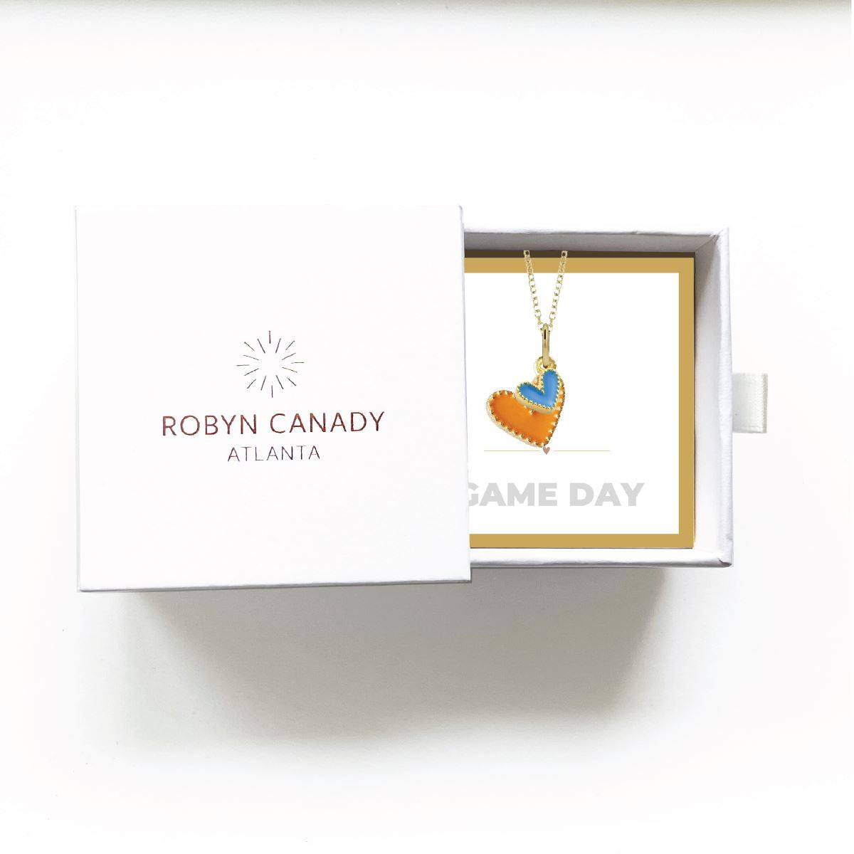 Game Day Necklace - Orange and Blue Hearts in a Signature Gift Box Necklace Robyn Canady