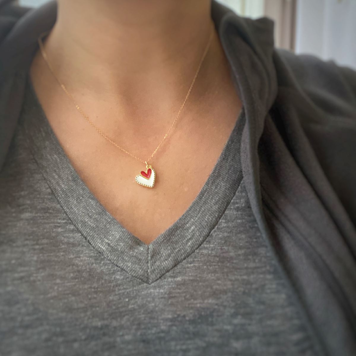 Game Day Necklace - White and Red Hearts in a Signature Gift Box Necklace Robyn Canady