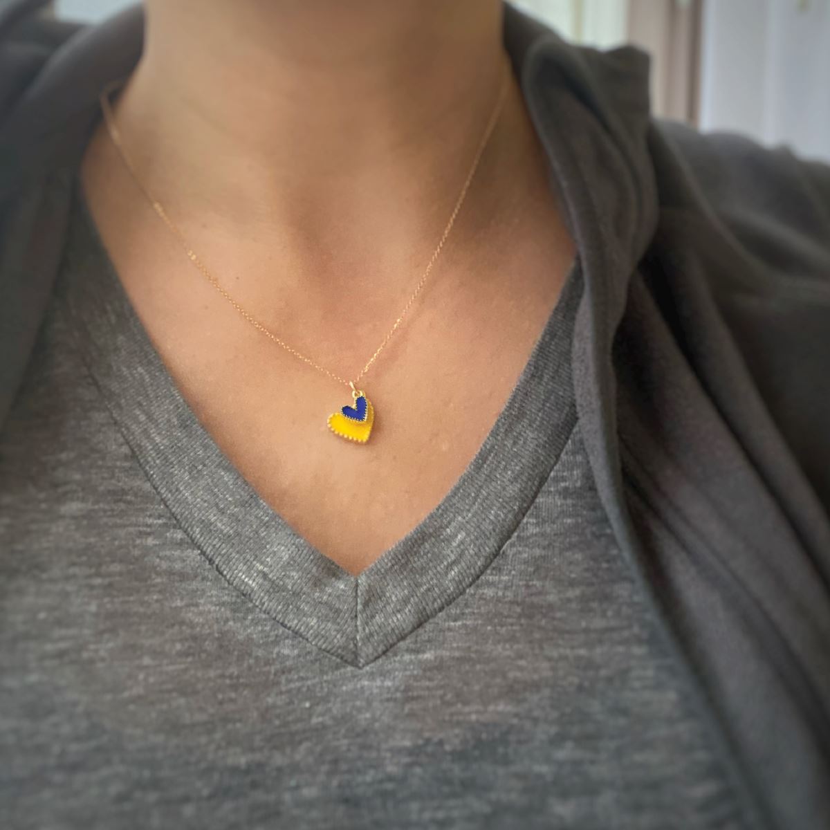 Game Day Necklace - Gold and Blue Hearts in a Signature Gift Box Necklace Robyn Canady