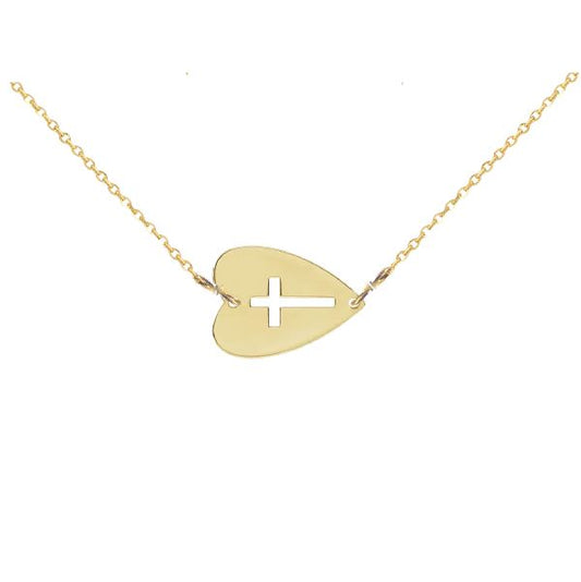 14K Gemmy Sideways Heart Cross Necklace Robyn Canady