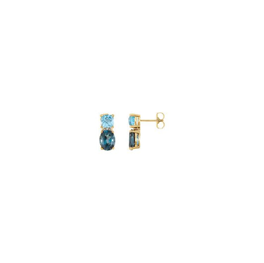 14K Gemmy Stud Earrings in Topaz and Diamond Robyn Canady