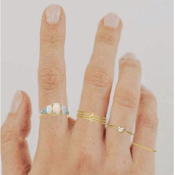 14K Gemmy Ring in Opal, Swiss Blue Topaz and Diamond Robyn Canady