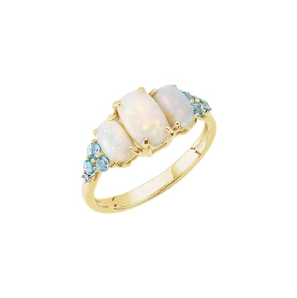 14K Gemmy Ring in Opal, Swiss Blue Topaz and Diamond Robyn Canady