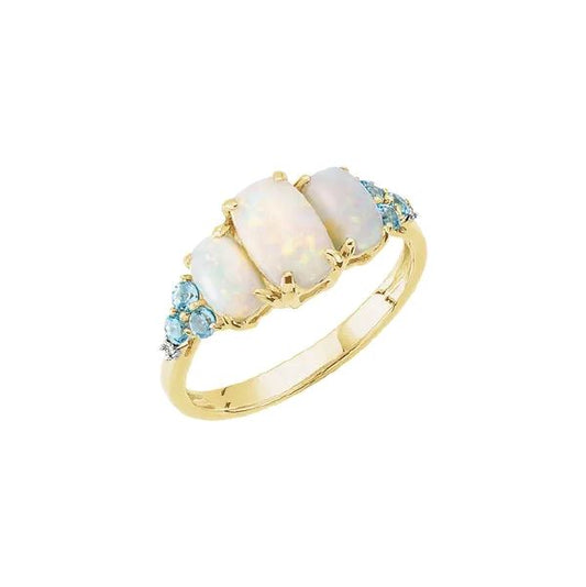 14K Gemmy Ring in Opal, Swiss Blue Topaz and Diamond Robyn Canady