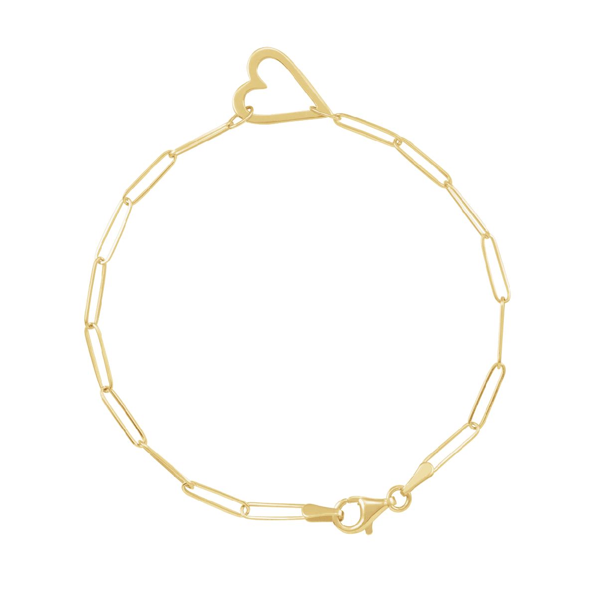 Sideways Heart Paperclip Chain Bracelet Bracelet Robyn Canady 14K Yellow Gold