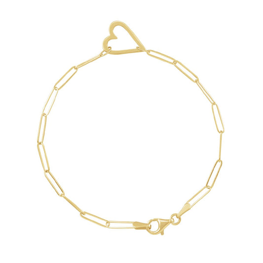 Sideways Heart Paperclip Chain Bracelet Bracelet Robyn Canady 14K Yellow Gold
