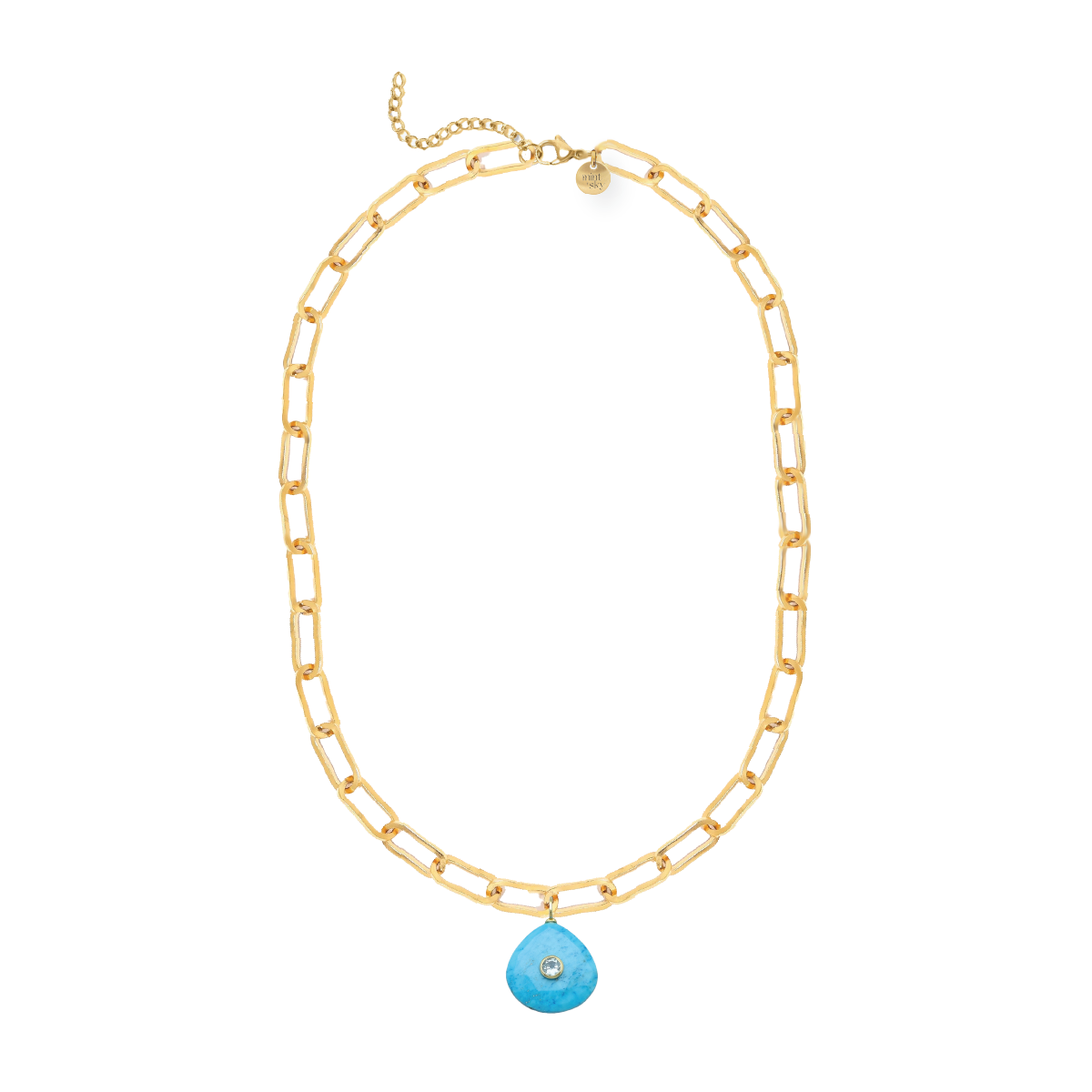 Teardrop Gemstone Large Paperclip Chain Necklace - choose from 11 colors