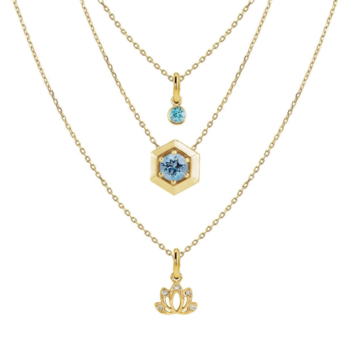 Power + Bliss Tiny Lotus Diamond Necklace Necklace Robyn Canady 
