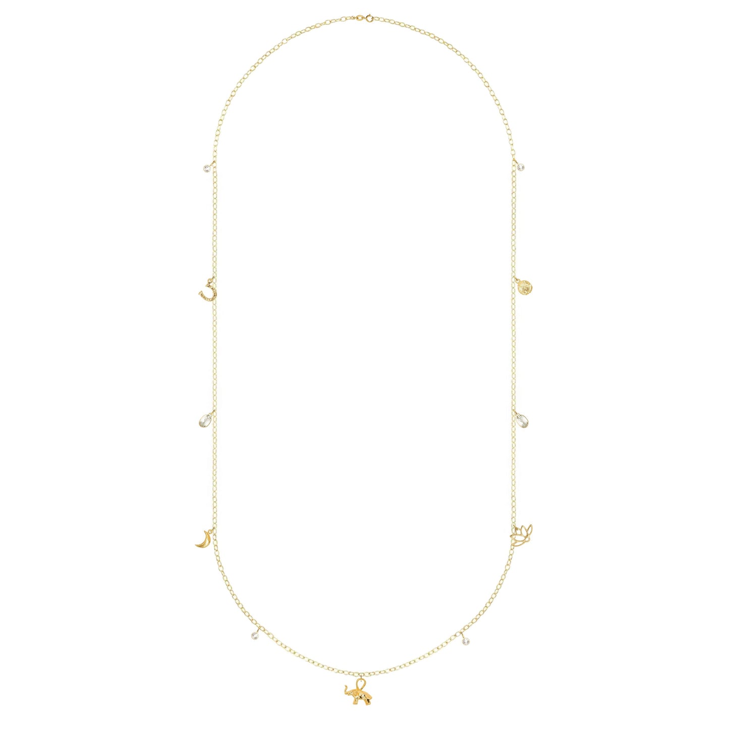 The White Lotus Long Charm Necklace - White Topaz - 24" Necklace Robyn Canady 14K Gold Filled