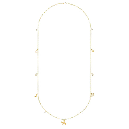 The White Lotus Long Charm Necklace - White Topaz - 24" Necklace Robyn Canady 14K Gold Filled