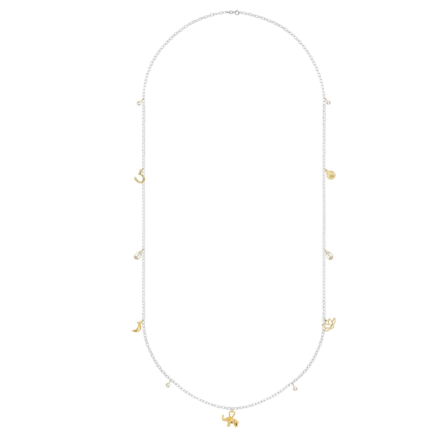 The White Lotus Long Charm Necklace - White Topaz - 24" Necklace Robyn Canady Sterling Silver