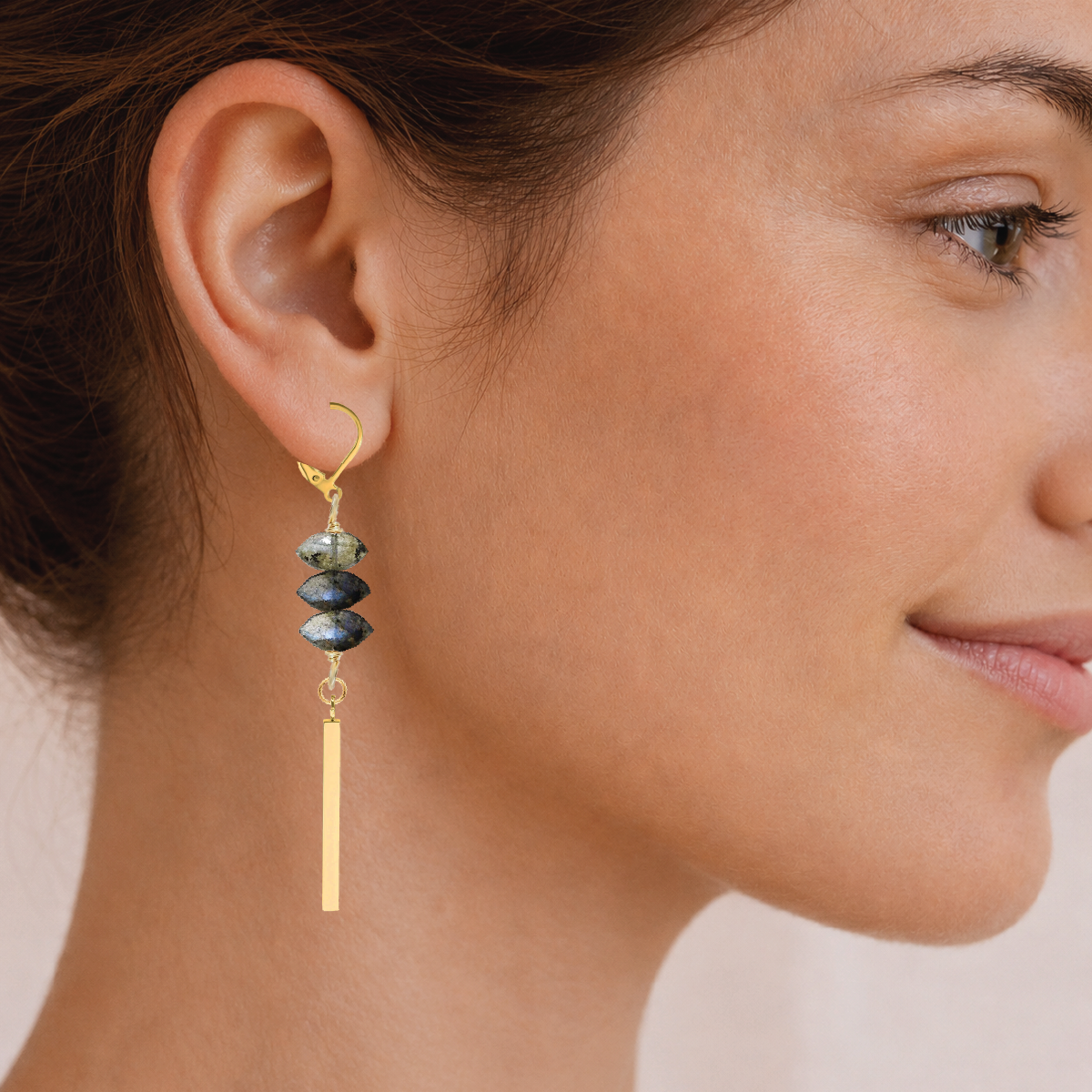 Labradorite Marquise Bar Drop Earrings