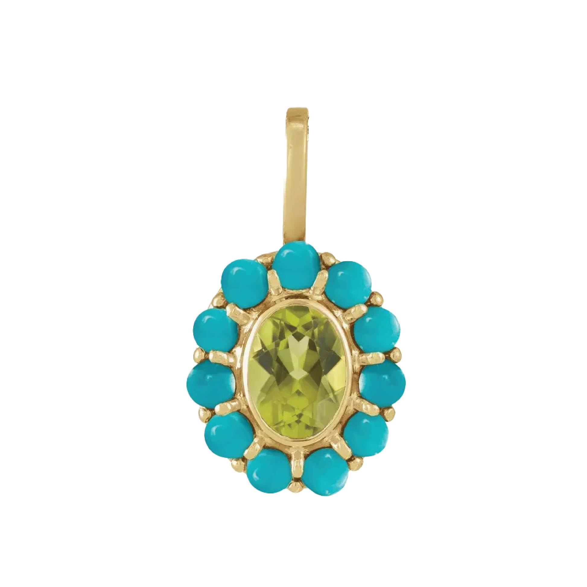 Gemstone Medallion Necklace Necklace Robyn Canady No Chain (Pendant Only) Turquoise + Peridot