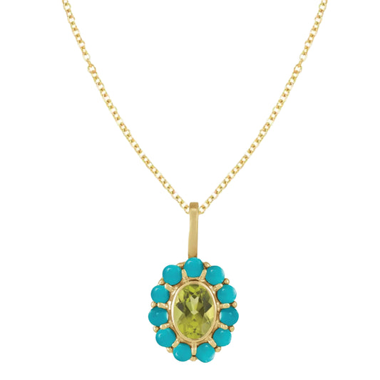 Gemstone Medallion Necklace Necklace Robyn Canady 14K Gold Filled Turquoise + Peridot