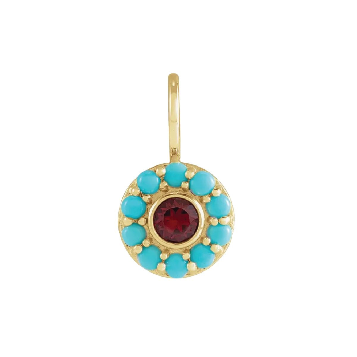 Turquoise and Garnet Medallion Necklace Necklace Robyn Canady No Chain (Pendant Only)