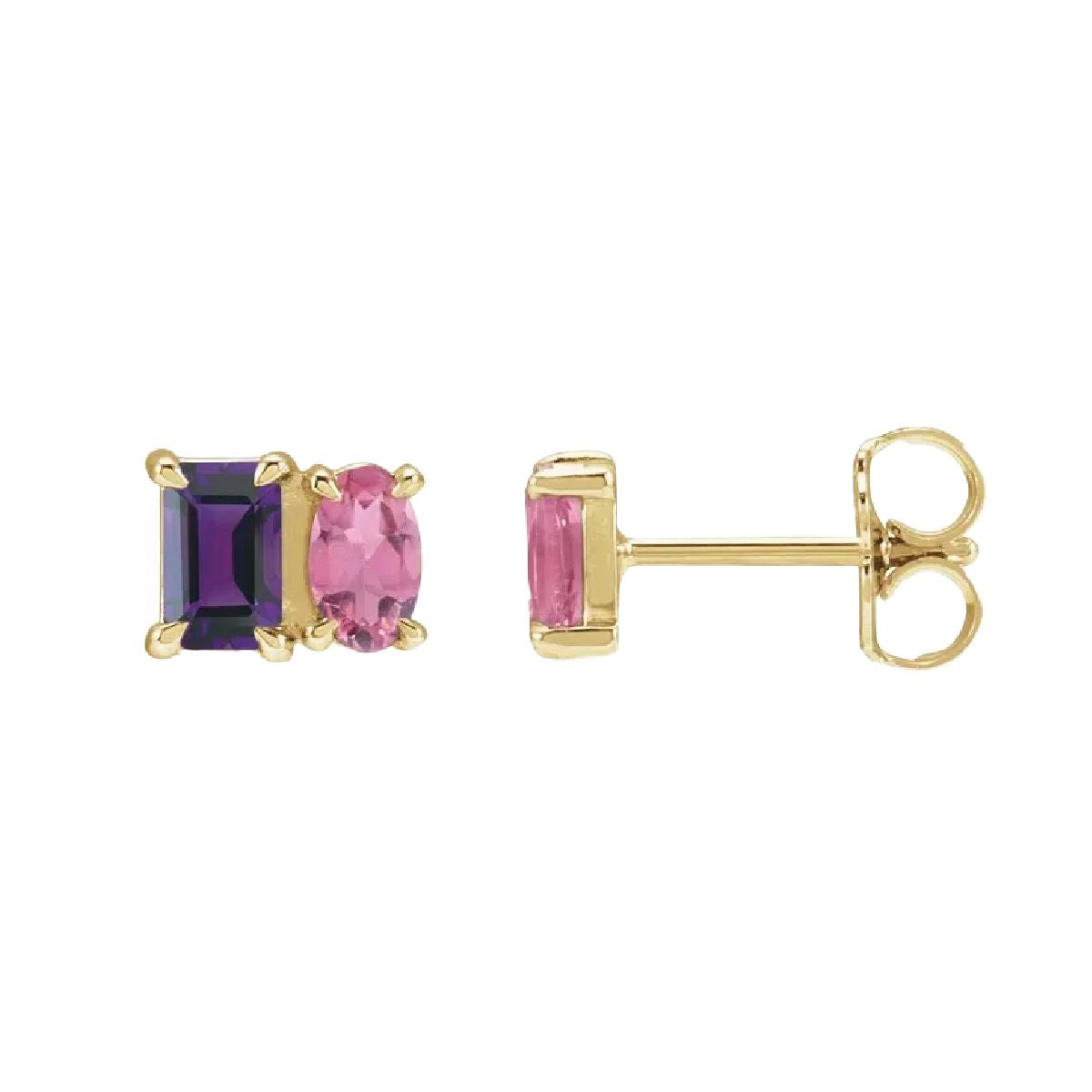 Amethyst & Pink Tourmaline Stud Earrings Earrings Robyn Canady