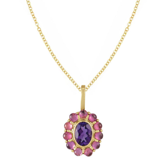 Amethyst & Garnet Medallion Necklace Necklace Robyn Canady 14K Gold Filled