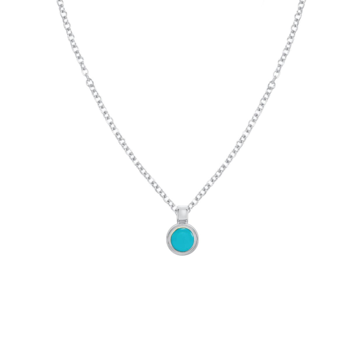 Tiny Drop Turquoise Gemstone Necklace Necklace Robyn Canady Sterling Silver