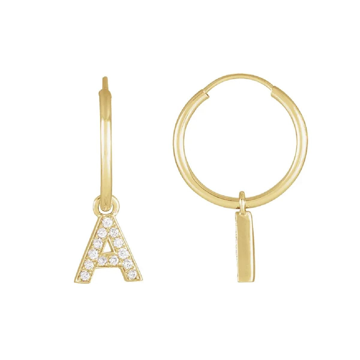 Initial Diamond Hoop Earrings Earrings Robyn Canady